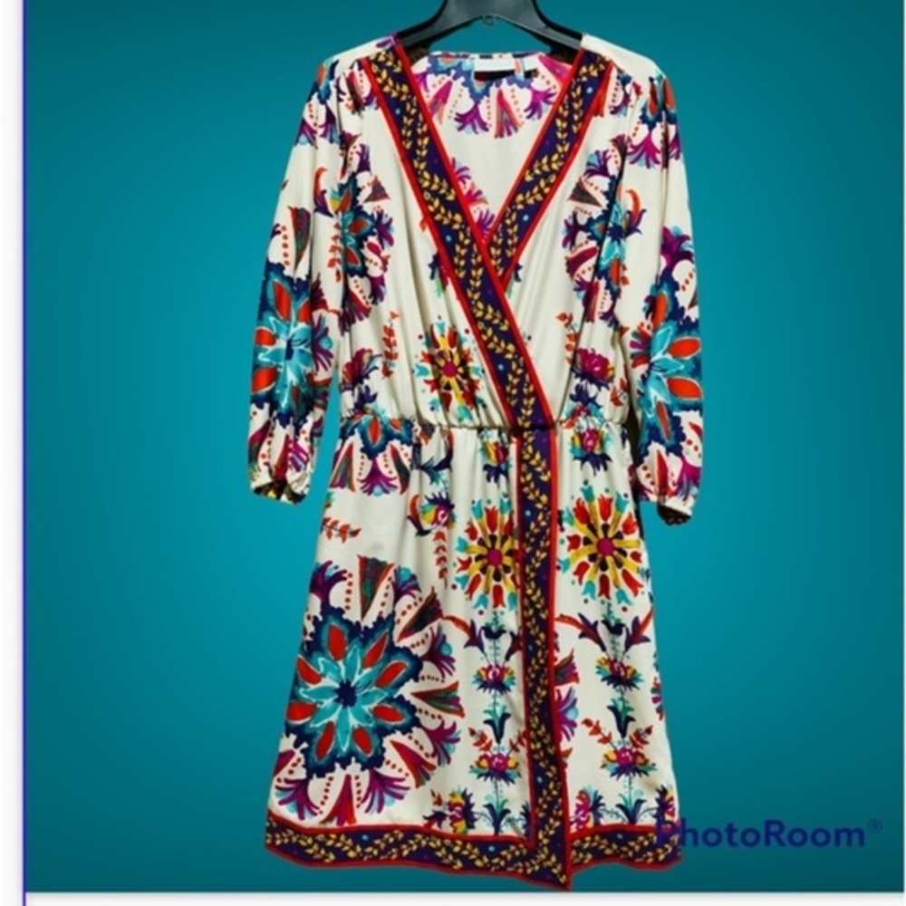 ❤️❤️ New York & Company Floral Long Sleeve Faux Wrap Mini Dress size M❤️❤️​